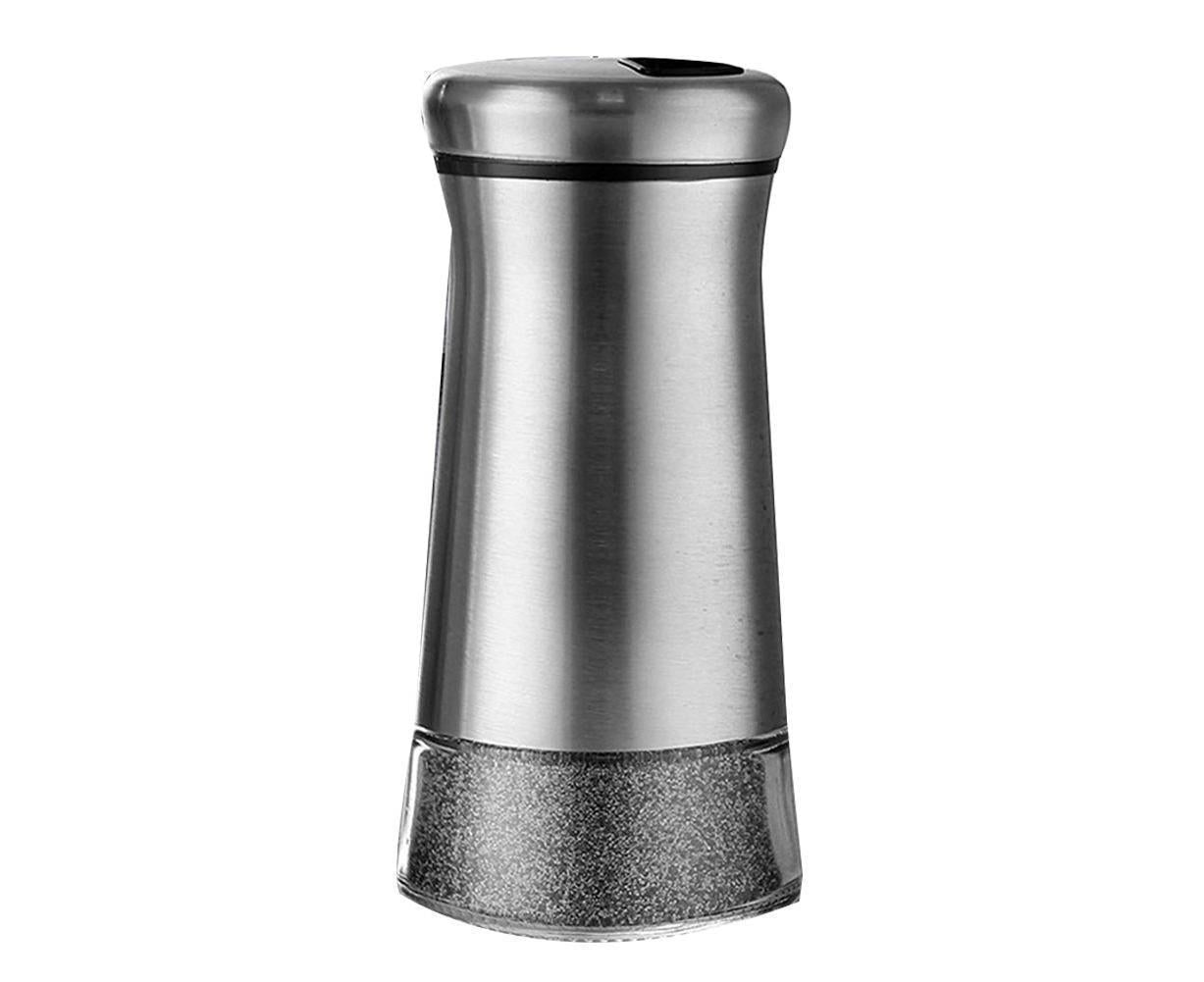 Salt Spice Shaker Dispenser Adjustable Pour Holes Stainless Steel Pepper Box Can-Silver V1263-JX-228