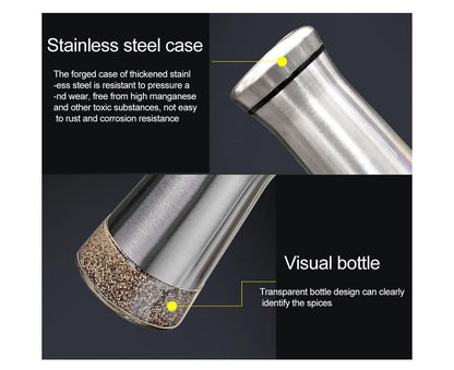 Salt Spice Shaker Dispenser Adjustable Pour Holes Stainless Steel Pepper Box Can-Silver V1263-JX-228