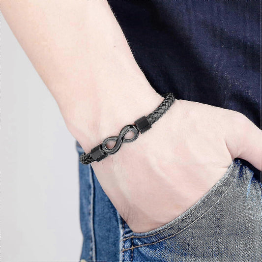 To My Man, Infinity Leather Bracelet Husband Gifts From Wife I Love You Forever And Always Bracelet Boyfriend V1263-JX-2286