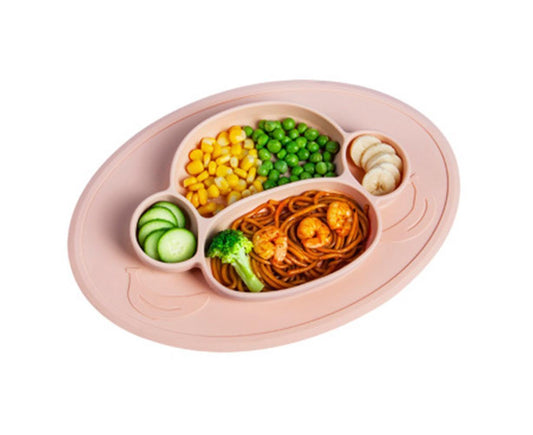 Silicone Divided Dinner Plate Suction Plate BPA Free , Dishwasher and Oven secure Fits Most Highchair Trays V1263-JX-2290