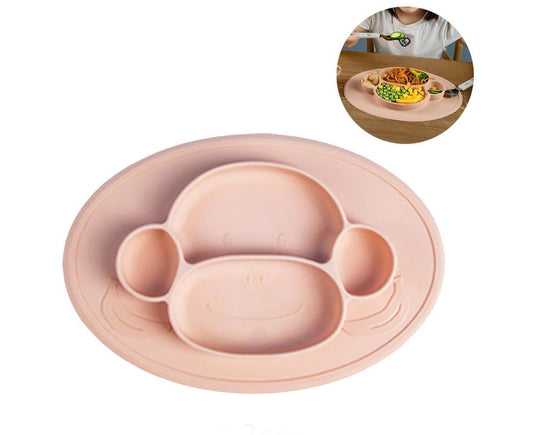 Silicone Divided Dinner Plate Suction Plate BPA Free , Dishwasher and Oven secure Fits Most Highchair Trays V1263-JX-2290