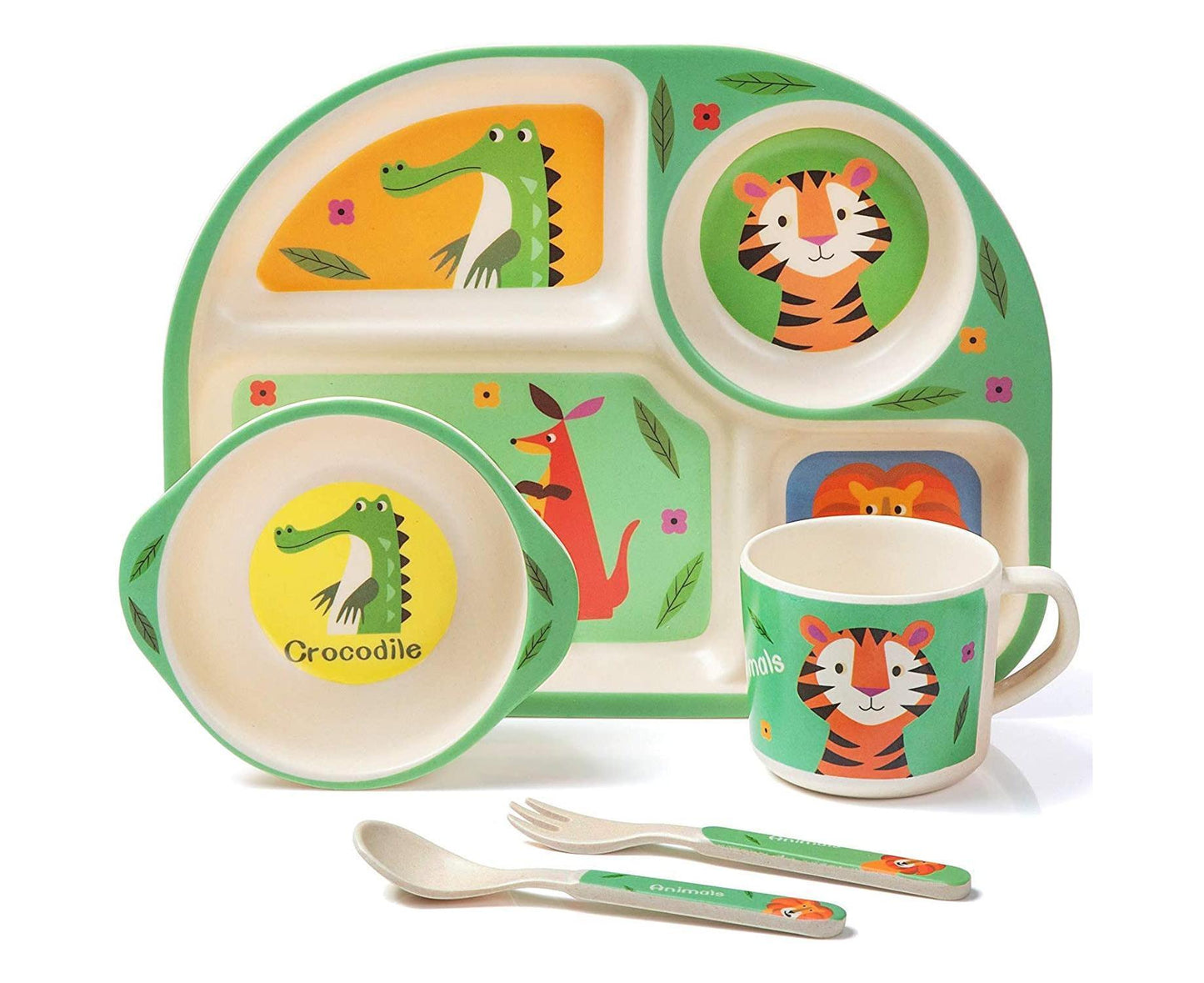 Bamboo Babies tableware set, 5-piece tableware set plate, bowl, spoon, fork, cup, recycled natural material V1263-JX-2291