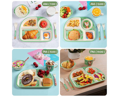 Bamboo Babies tableware set, 5-piece tableware set plate, bowl, spoon, fork, cup, recycled natural material V1263-JX-2291