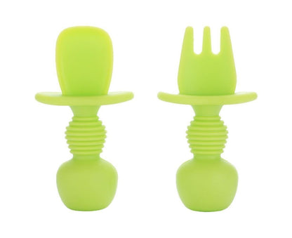 Babies Utensils Set - Silicone Babies Utensils - Anti-Choke Babies Spoon And Babies Fork Utensils Set V1263-JX-2293