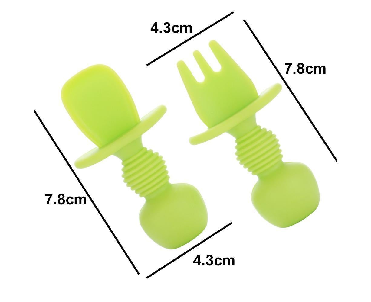 Babies Utensils Set - Silicone Babies Utensils - Anti-Choke Babies Spoon And Babies Fork Utensils Set V1263-JX-2293