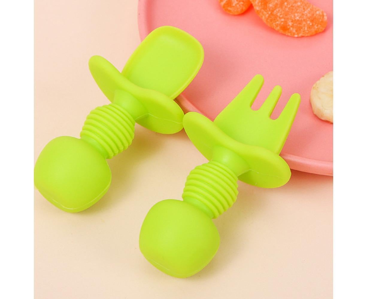 Babies Utensils Set - Silicone Babies Utensils - Anti-Choke Babies Spoon And Babies Fork Utensils Set V1263-JX-2293