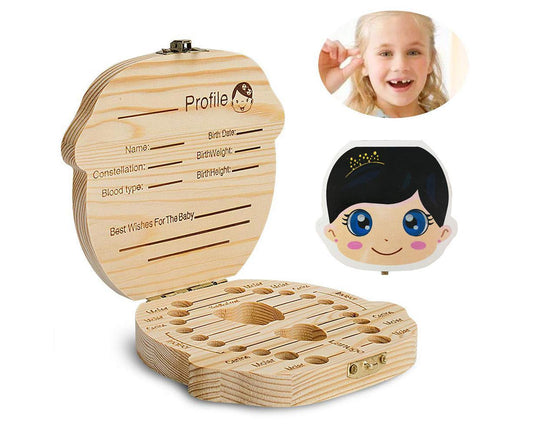 Babies Tooth Box Keepsake For Girls,Wooden Tooth Storage And Saver Box For Lost Teeth girl V1263-JX-2294