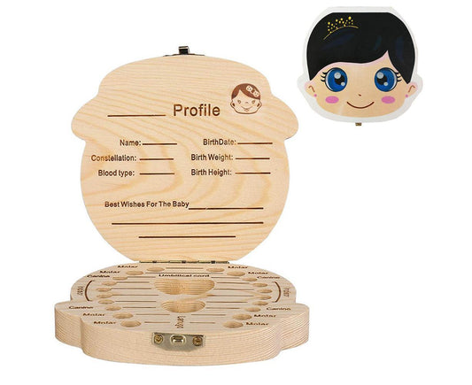 Babies Tooth Box Keepsake For Girls,Wooden Tooth Storage And Saver Box For Lost Teeth girl V1263-JX-2294