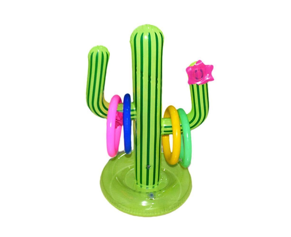 Inflatable Cactus Ring Toss Game Set Target Toss Floating Swimming Ring Toss Includes Inflatable Cactus, 4 V1263-JX-2314