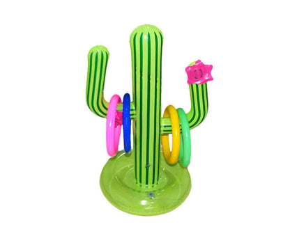 Inflatable Cactus Ring Toss Game Set Target Toss Floating Swimming Ring Toss Includes Inflatable Cactus, 4 V1263-JX-2314