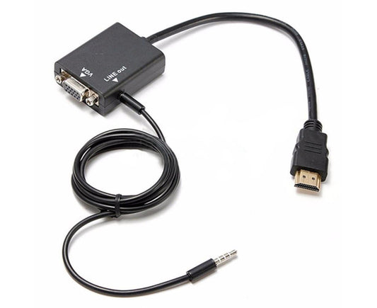 1080P HDMI-compatible to VGA Multi-Display Video Converter Adapter Cable for PC DVD HDTV - Black V1263-JX-232