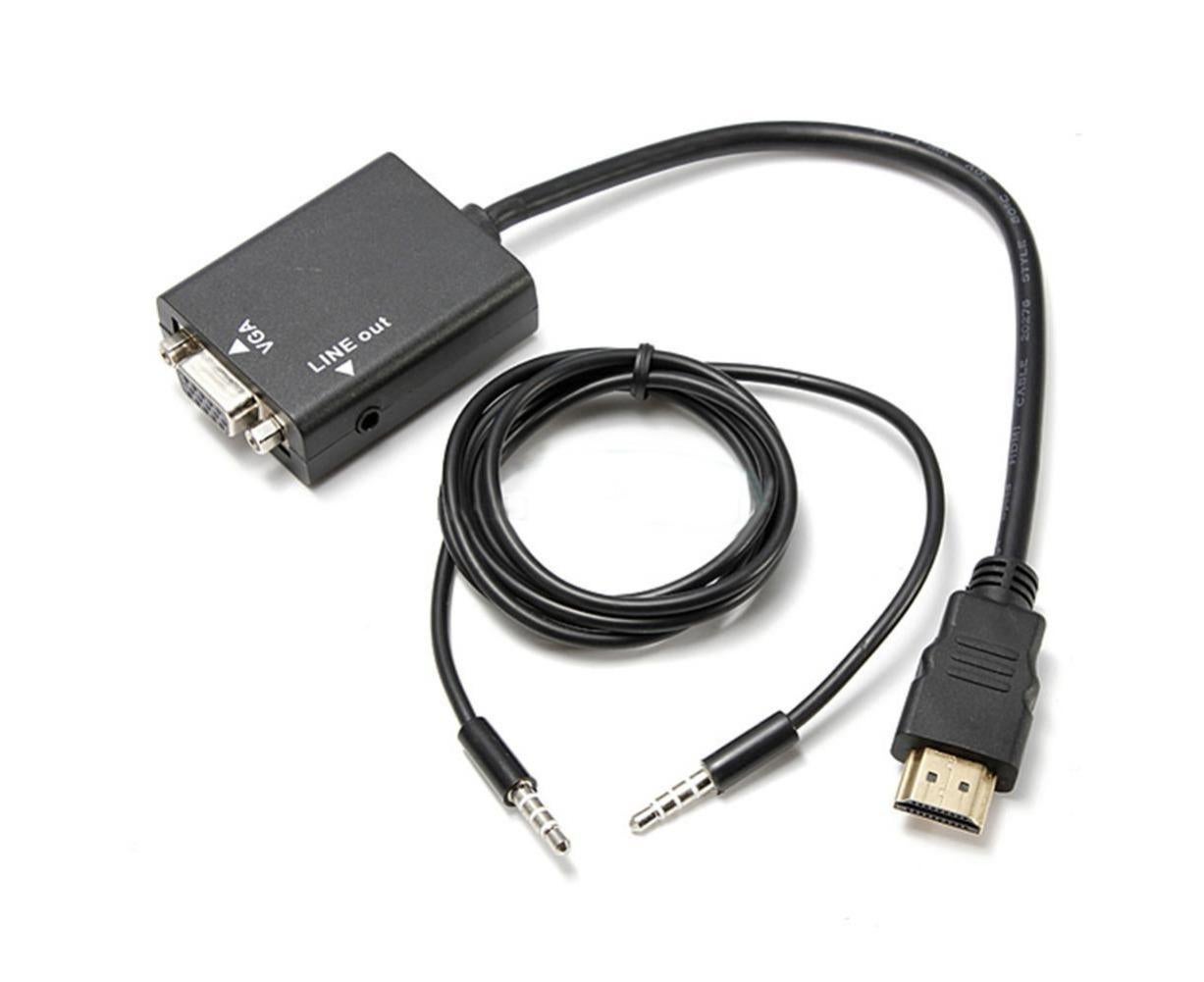 1080P HDMI-compatible to VGA Multi-Display Video Converter Adapter Cable for PC DVD HDTV - Black V1263-JX-232