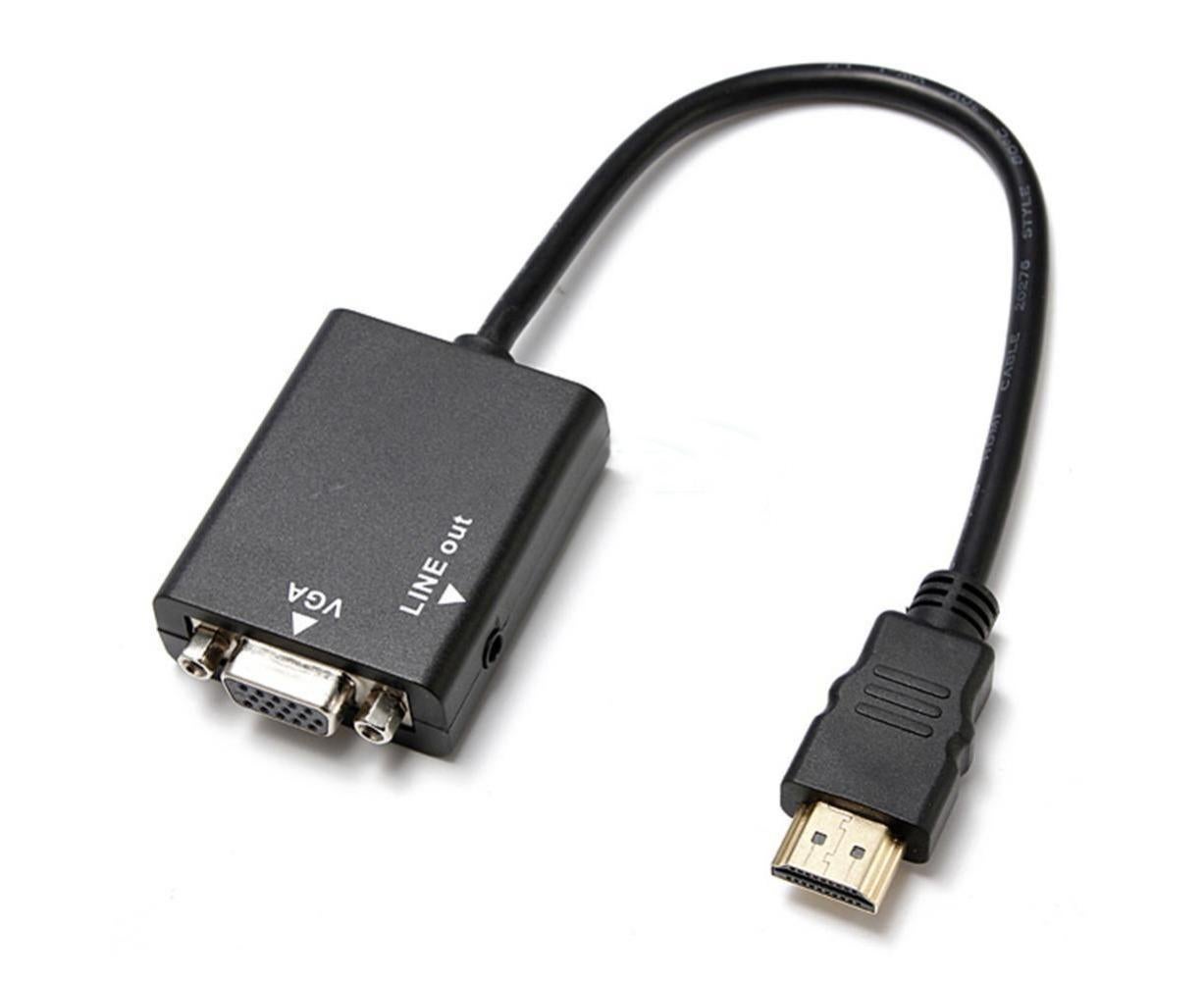 1080P HDMI-compatible to VGA Multi-Display Video Converter Adapter Cable for PC DVD HDTV - Black V1263-JX-232