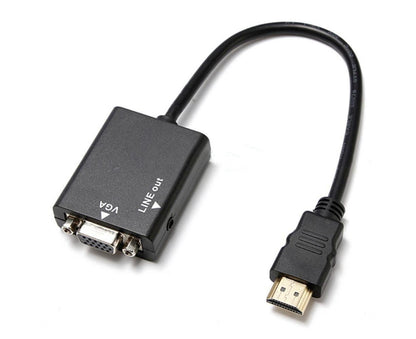 1080P HDMI-compatible to VGA Multi-Display Video Converter Adapter Cable for PC DVD HDTV - Black V1263-JX-232