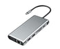 12 in 1 Multi-Interface Connection Type-C Expansion Dock Dual HDMI-compatible Converter - Grey V1263-JX-234