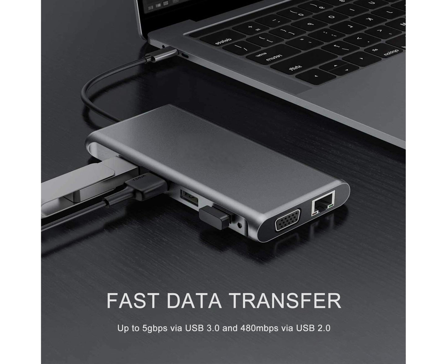 12 in 1 Multi-Interface Connection Type-C Expansion Dock Dual HDMI-compatible Converter - Grey V1263-JX-234