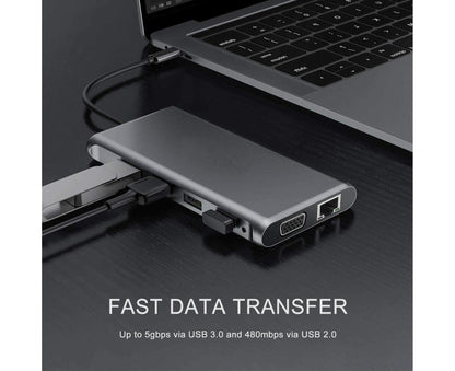 12 in 1 Multi-Interface Connection Type-C Expansion Dock Dual HDMI-compatible Converter - Grey V1263-JX-234