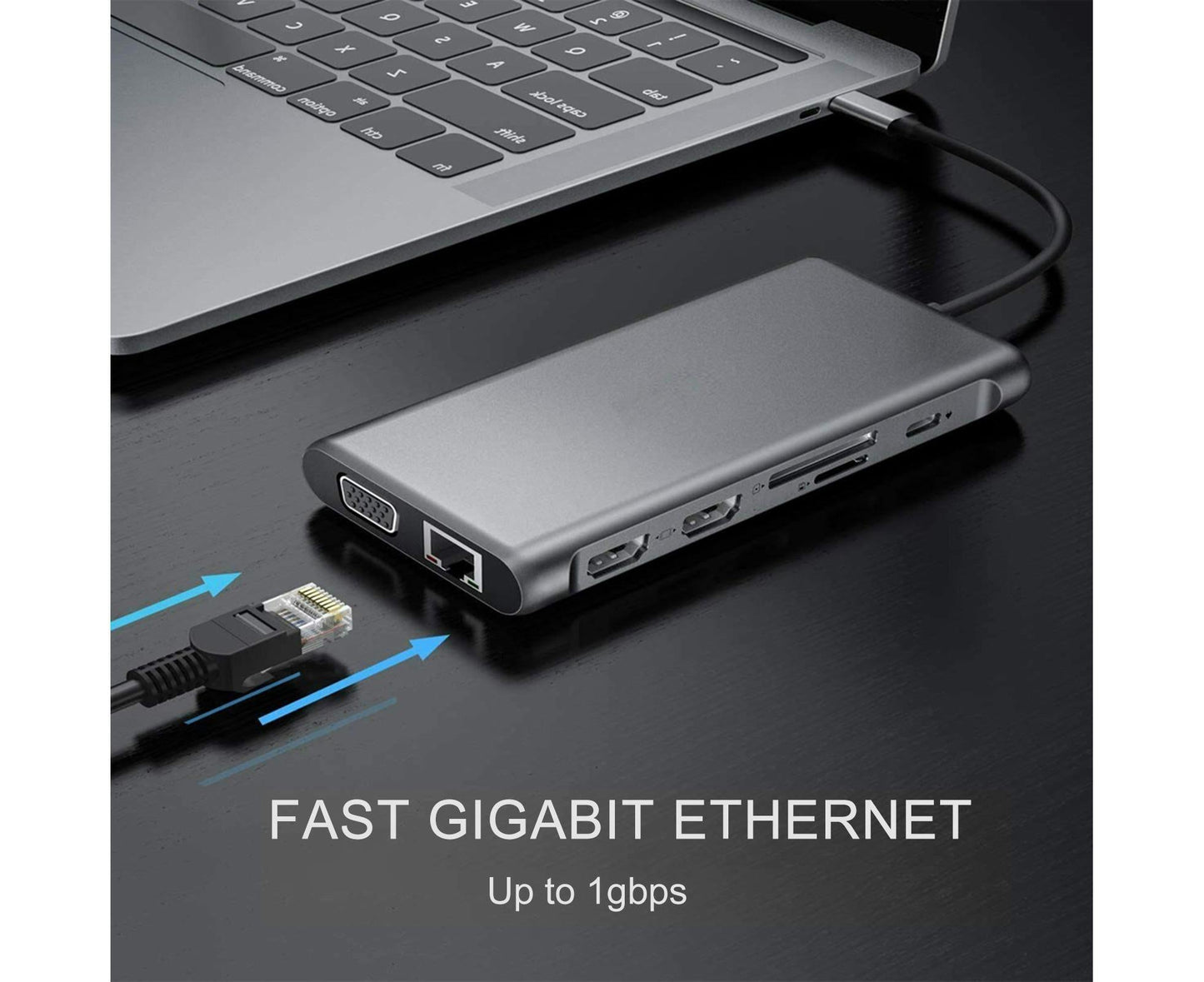 12 in 1 Multi-Interface Connection Type-C Expansion Dock Dual HDMI-compatible Converter - Grey V1263-JX-234