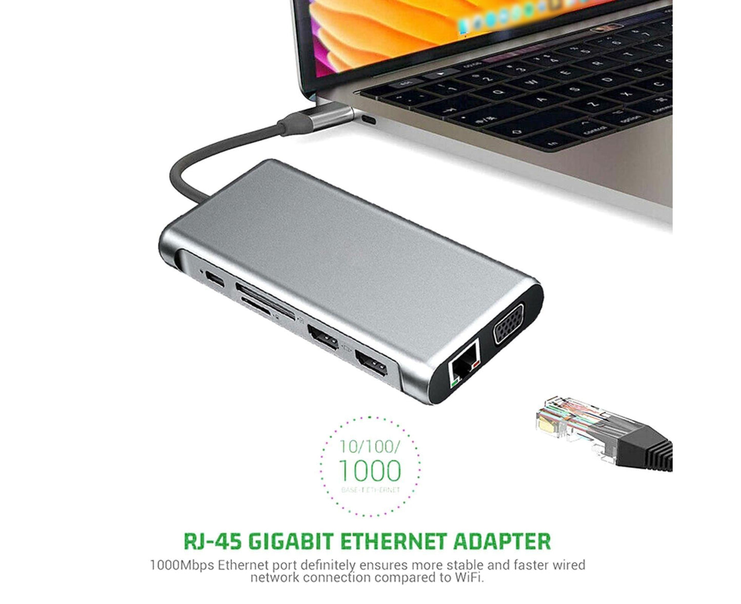 12 in 1 Multi-Interface Connection Type-C Expansion Dock Dual HDMI-compatible Converter - Grey V1263-JX-234