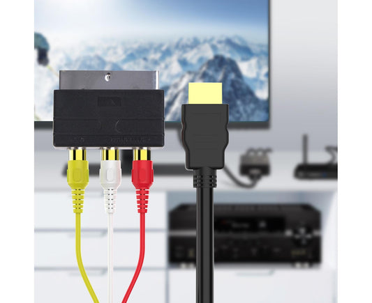 2Pcs/Set RCA Cable HDMI-compatible Male to 3 RCA PVC 3 RCA to SCART Adapter for TV - Black V1263-JX-236