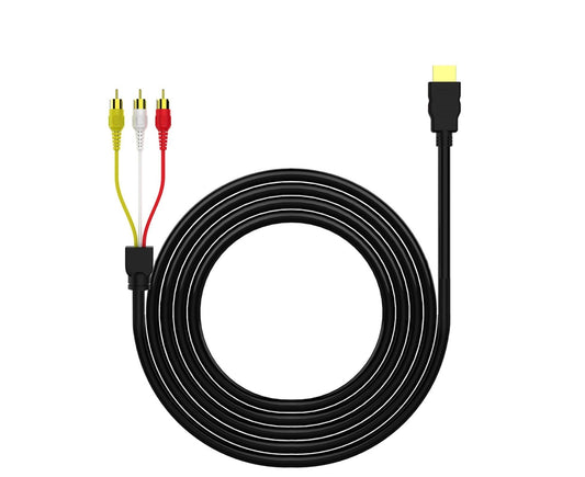 2Pcs/Set RCA Cable HDMI-compatible Male to 3 RCA PVC 3 RCA to SCART Adapter for TV - Black V1263-JX-236