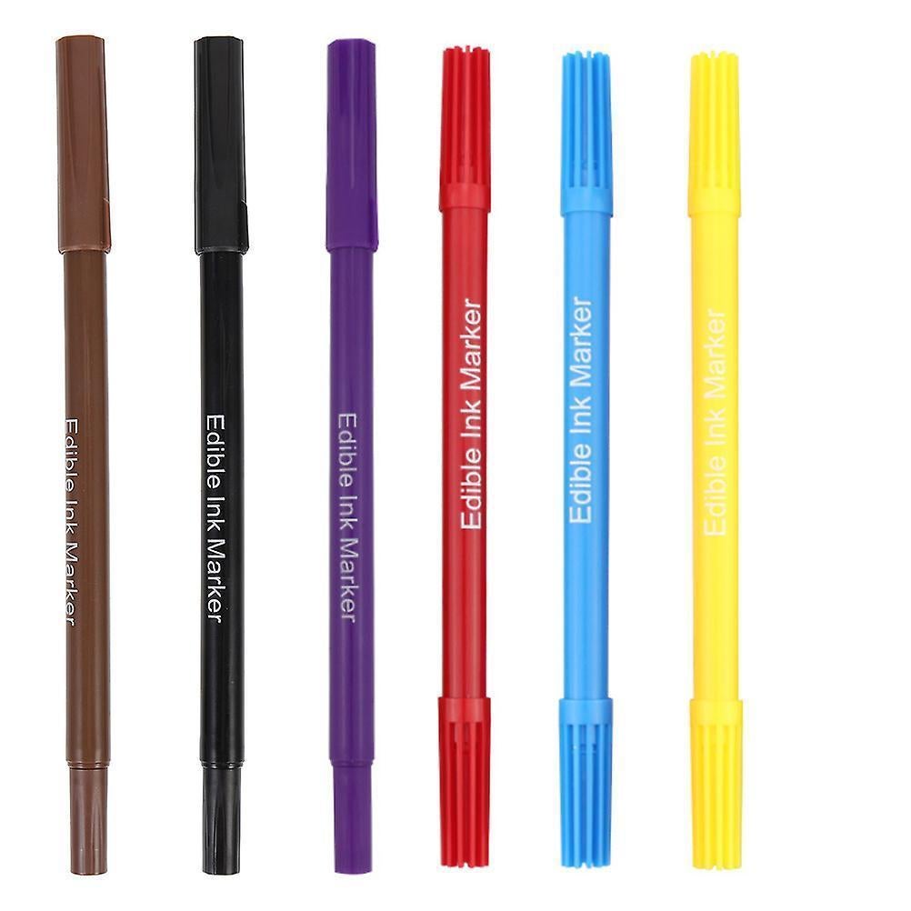 6pcs Double-tips Food Markers Practical Edible Pens Cookie Decorating Pens Convenient Edible Markers V1263-JX-2376