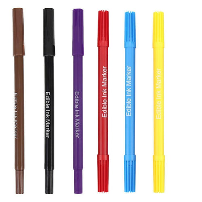 6pcs Double-tips Food Markers Practical Edible Pens Cookie Decorating Pens Convenient Edible Markers V1263-JX-2376