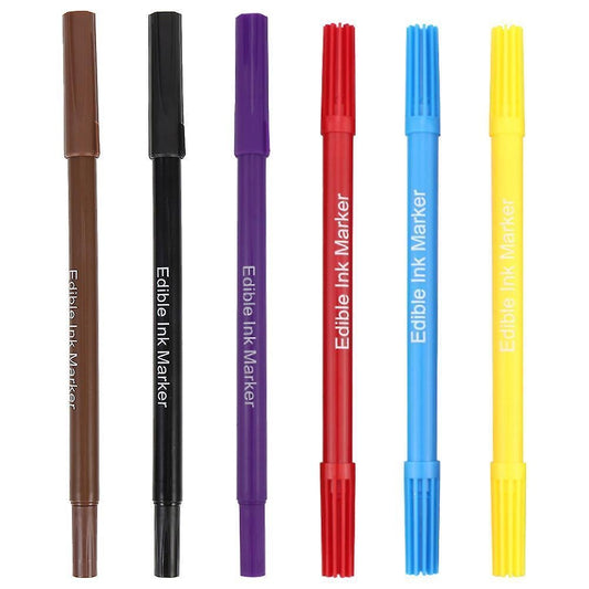 6pcs Double-tips Food Markers Practical Edible Pens Cookie Decorating Pens Convenient Edible Markers V1263-JX-2376