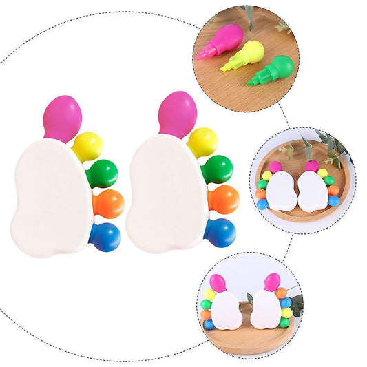 2 Sets Creative Foot Toe Shape Marker Pens Colorful Highlighter Pens for Student V1263-JX-2378