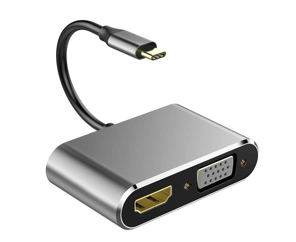4 in 1 USB Type-C to HDMI-compatible VGA Card Reader Ports Hub Adapter for MacBook Pro - Black V1263-JX-238