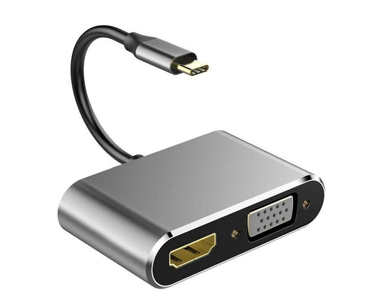 4 in 1 USB Type-C to HDMI-compatible VGA Card Reader Ports Hub Adapter for MacBook Pro - Black V1263-JX-238