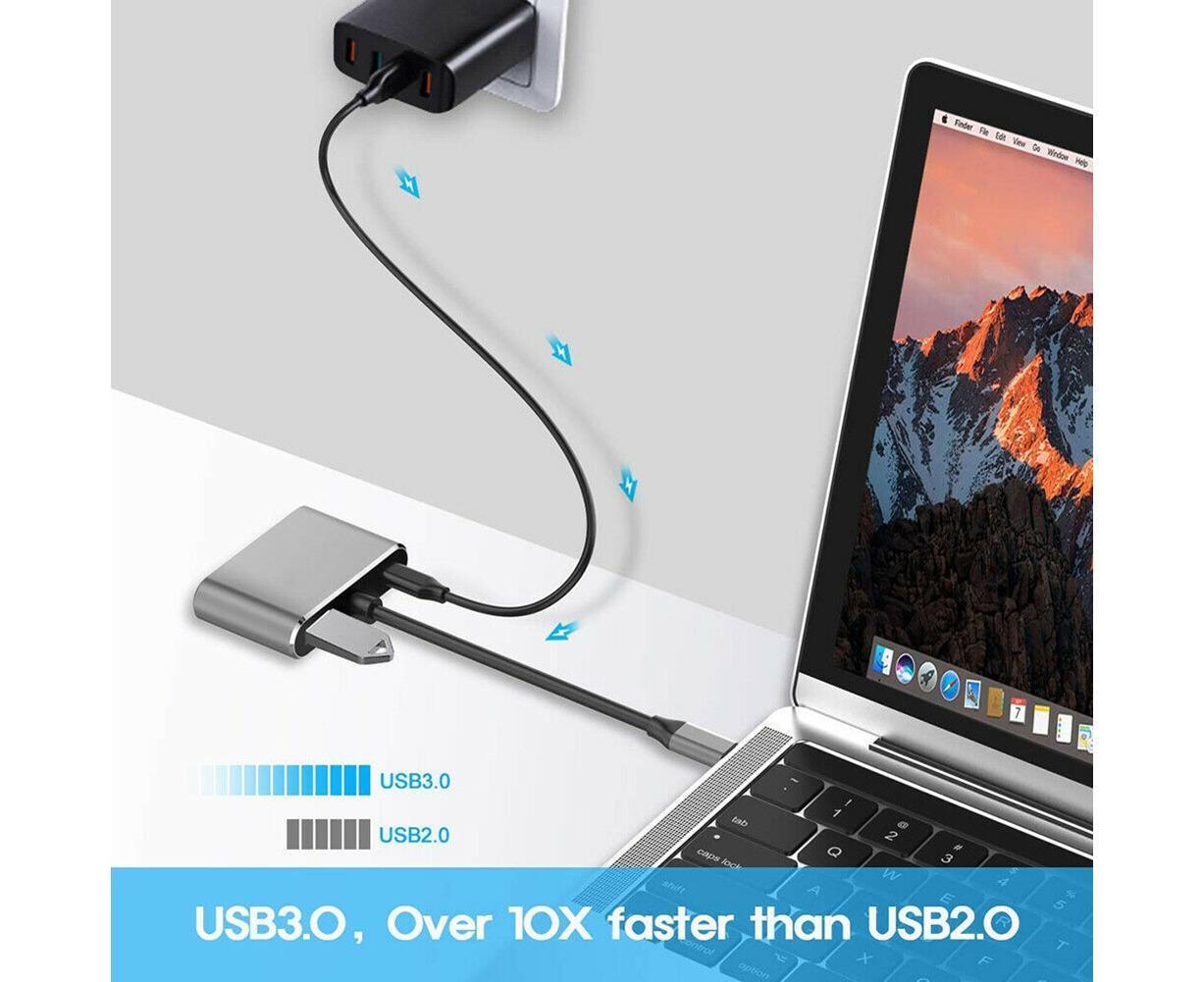 4 in 1 USB Type-C to HDMI-compatible VGA Card Reader Ports Hub Adapter for MacBook Pro - Black V1263-JX-238