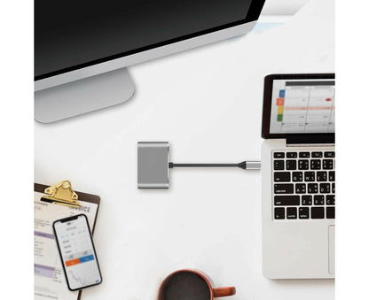 4 in 1 USB Type-C to HDMI-compatible VGA Card Reader Ports Hub Adapter for MacBook Pro - Black V1263-JX-238