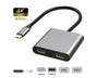 4 in1 Type C to Dual HDMI-compatible USB 3.0 4K Display Adapter Converter for MacBook Pro - Grey V1263-JX-239