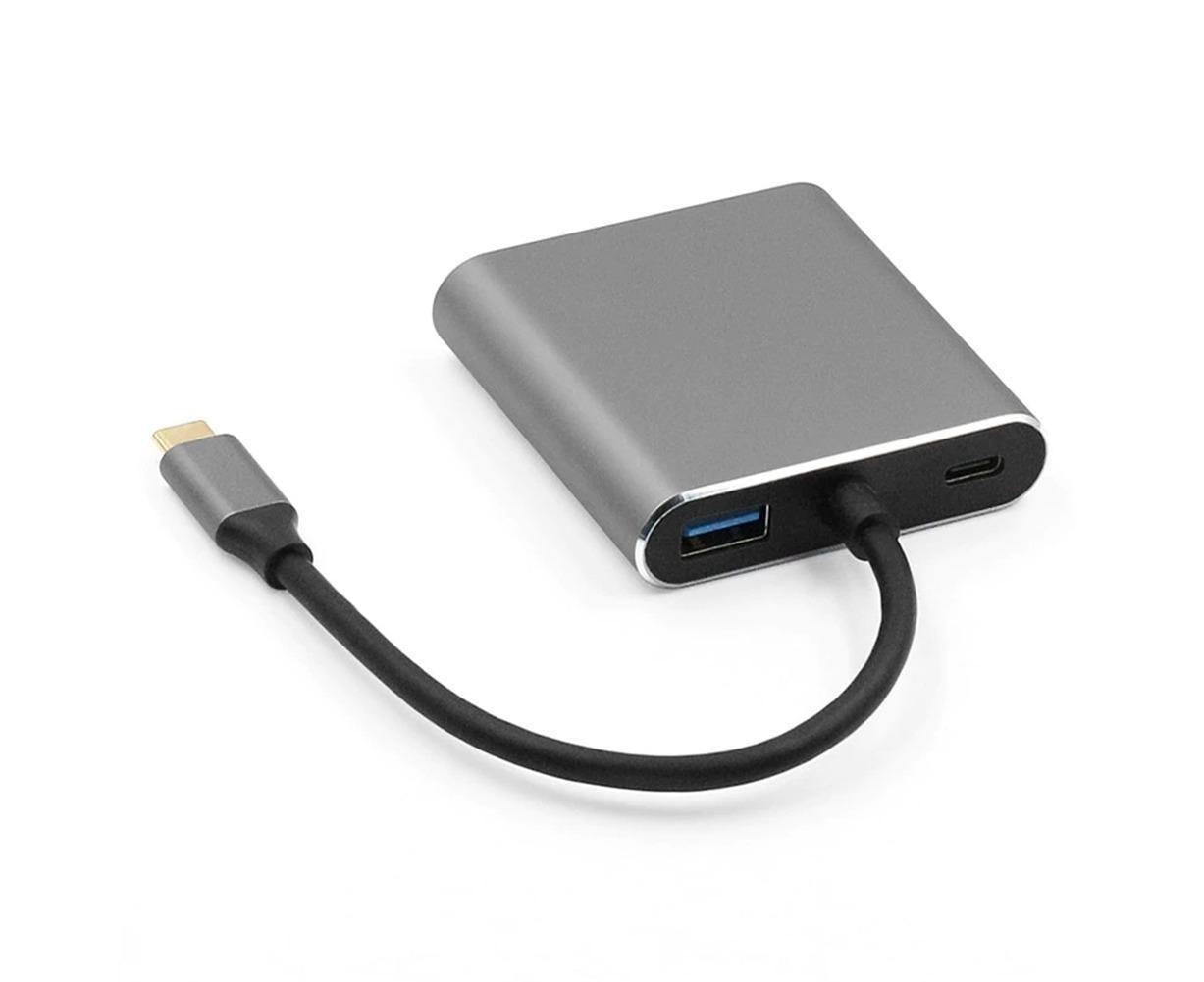 4 in1 Type C to Dual HDMI-compatible USB 3.0 4K Display Adapter Converter for MacBook Pro - Grey V1263-JX-239