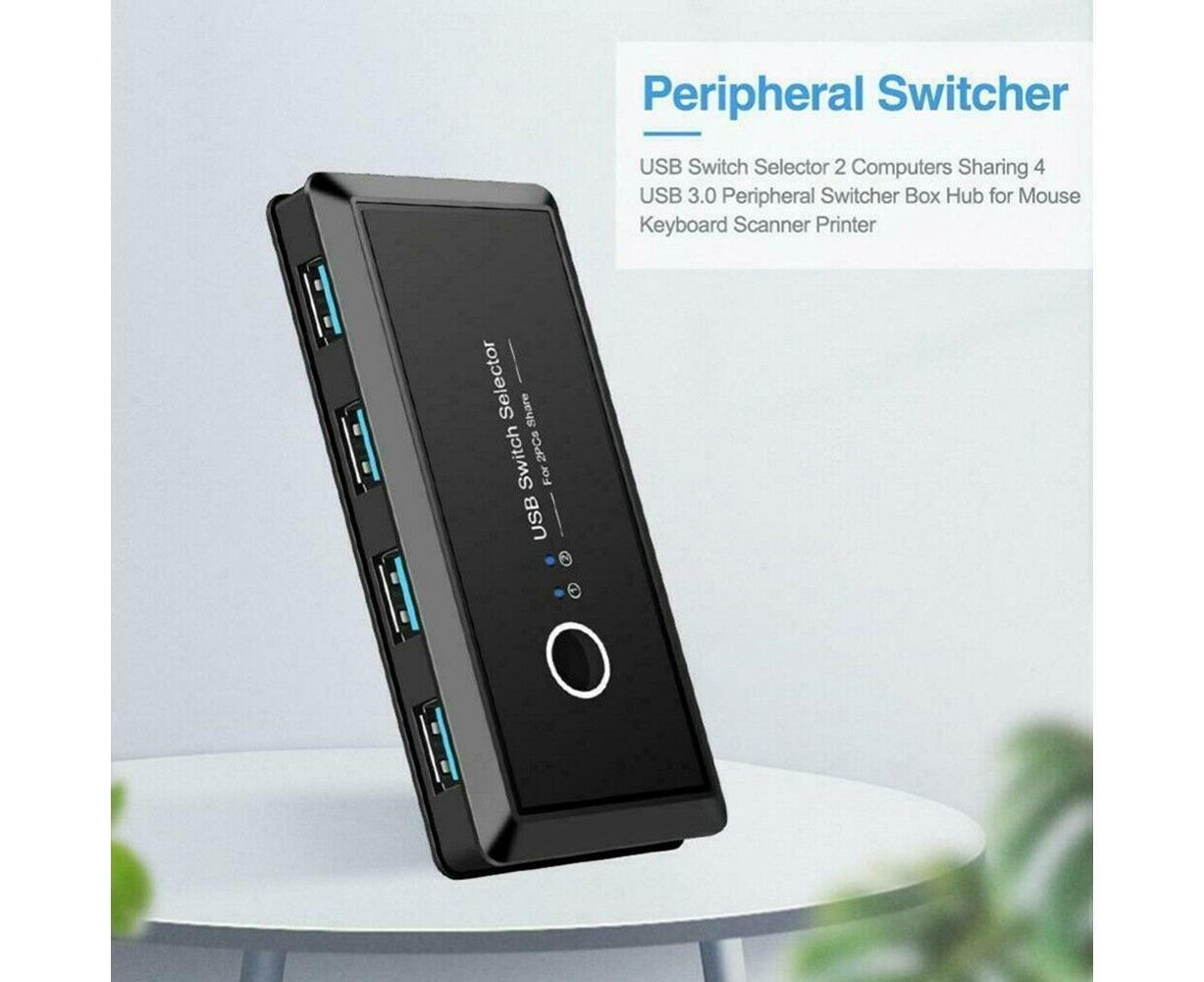 4 USB 2.0 Output Port Computer Sharing Hub Switcher Selector for Mac Chrome OS - Black V1263-JX-240