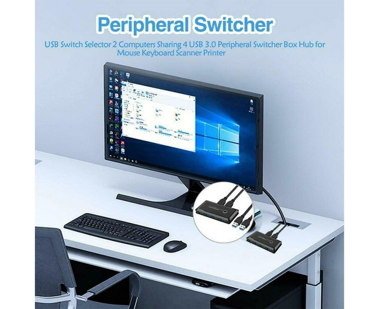 4 USB 2.0 Output Port Computer Sharing Hub Switcher Selector for Mac Chrome OS - Black V1263-JX-240