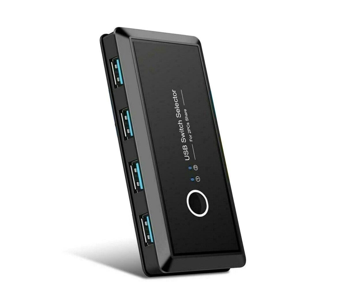 4 USB 2.0 Output Port Computer Sharing Hub Switcher Selector for Mac Chrome OS - Black V1263-JX-240