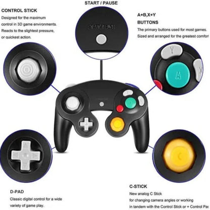 Wired Game Controller for NGC Console - Classic Design,Compatible with GameCube,Vibration Feature - Blue V1263-JX-2401