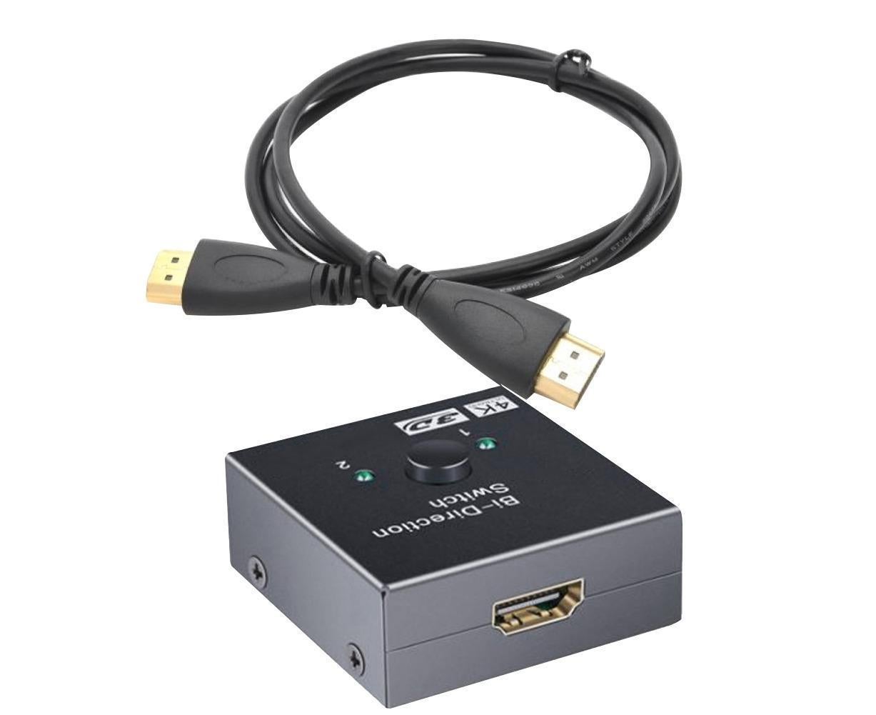 4K HDMI-compatible Dual Multiport Adapter with 2 LED Display Indicators Devices Switcher - Black V1263-JX-241