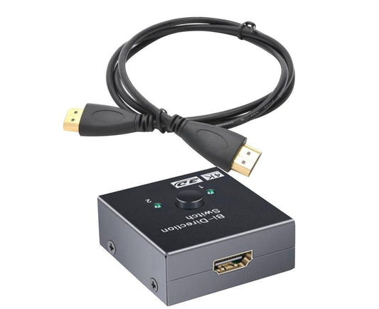 4K HDMI-compatible Dual Multiport Adapter with 2 LED Display Indicators Devices Switcher - Black V1263-JX-241