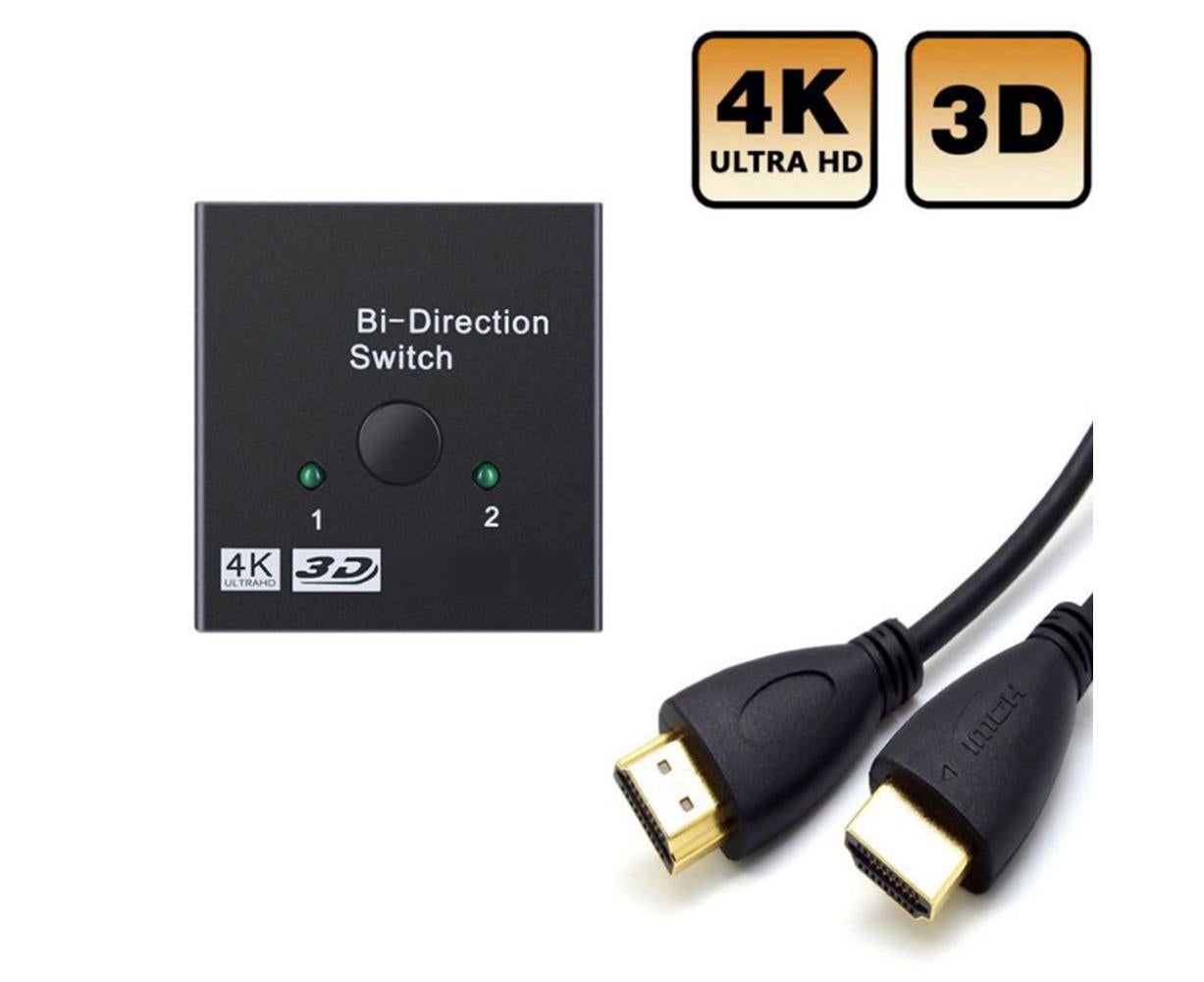 4K HDMI-compatible Dual Multiport Adapter with 2 LED Display Indicators Devices Switcher - Black V1263-JX-241
