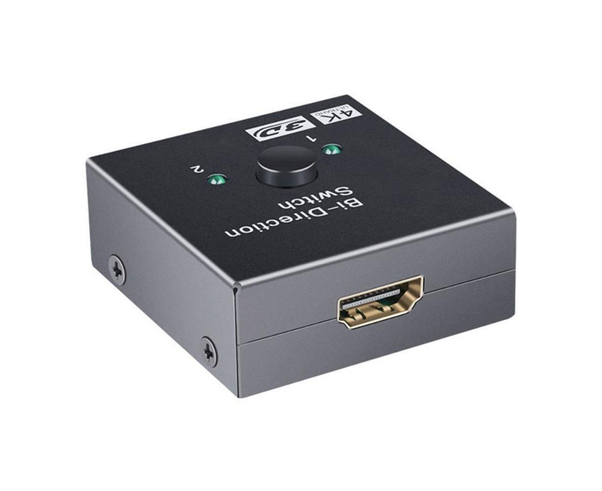 4K HDMI-compatible Dual Multiport Adapter with 2 LED Display Indicators Devices Switcher - Black V1263-JX-241