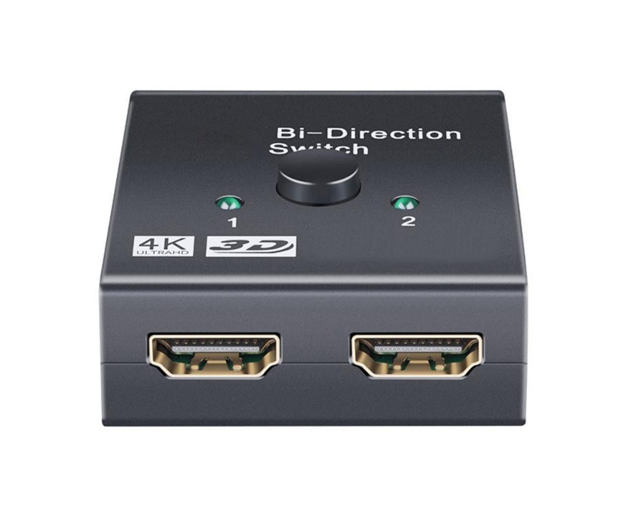 4K HDMI-compatible Dual Multiport Adapter with 2 LED Display Indicators Devices Switcher - Black V1263-JX-241