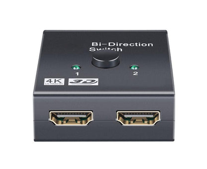 4K HDMI-compatible Dual Multiport Adapter with 2 LED Display Indicators Devices Switcher - Black V1263-JX-241