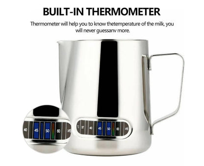 600ml Milk Frothing Thermometer Espresso Coffee Pitcher Stainless Steel Jug V1263-JX-2421