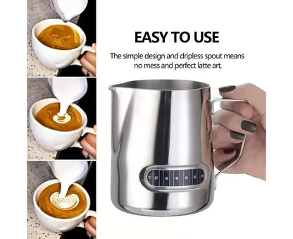 600ml Milk Frothing Thermometer Espresso Coffee Pitcher Stainless Steel Jug V1263-JX-2421
