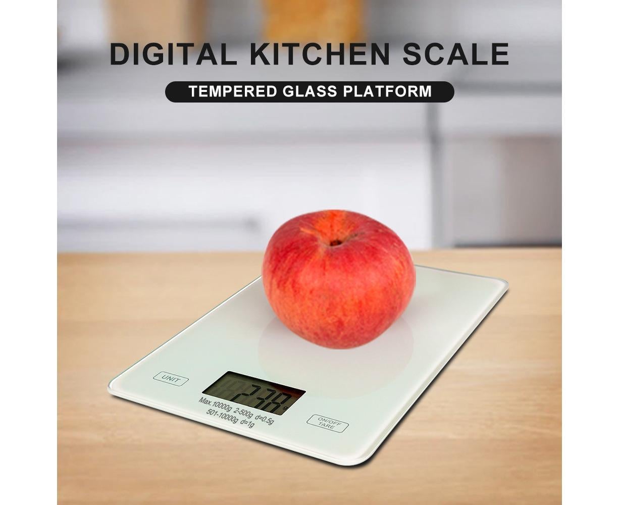 Digital Kitchen Scale Food Scale USB Rechargeable Weight Grams Ounces Tempered Glass Scale for Baking Cooking V1263-JX-2427