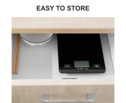 Digital Kitchen Scale Food Scale USB Rechargeable Weight Grams Ounces Tempered Glass Scale for Baking Cooking V1263-JX-2427
