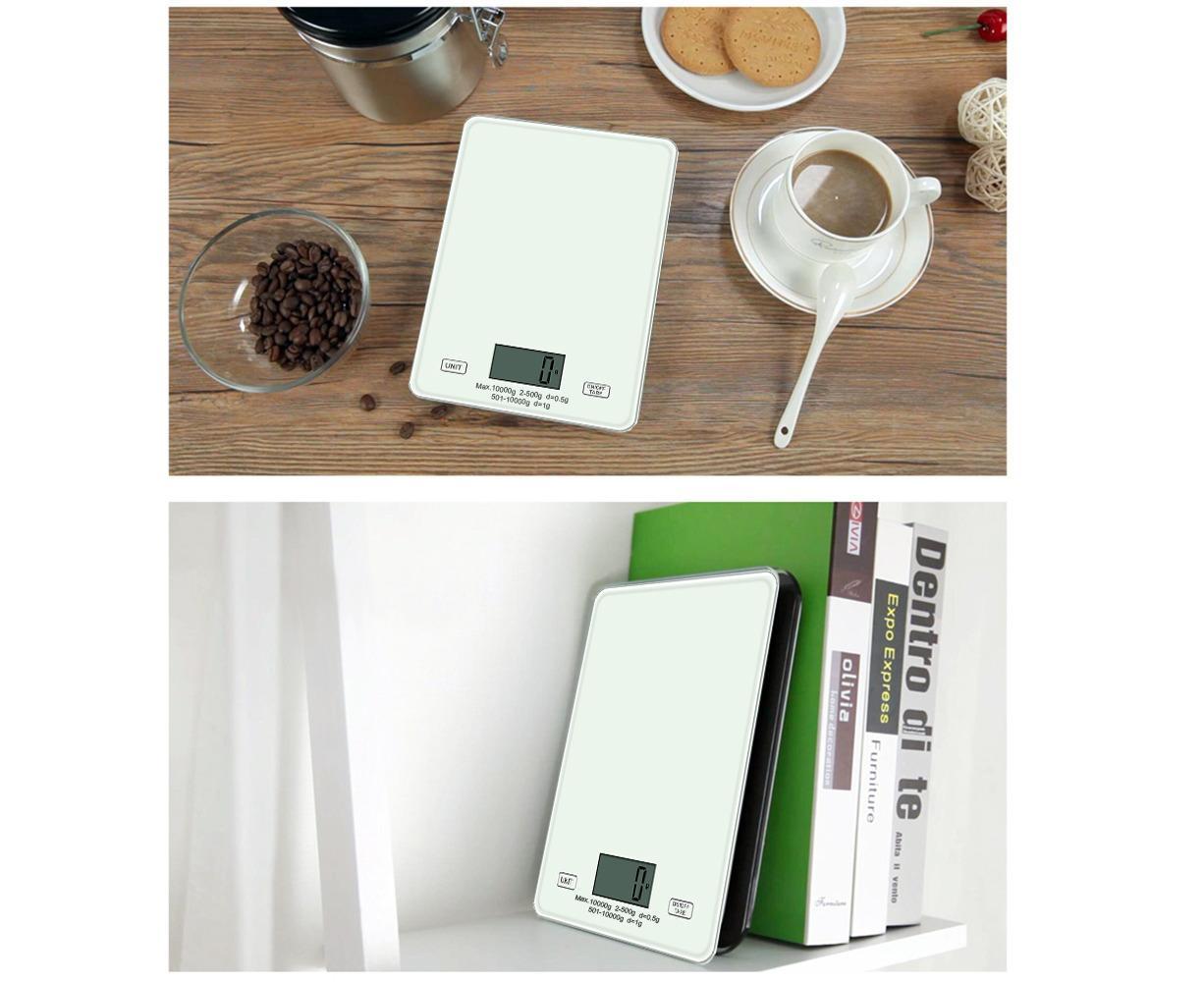 Digital Kitchen Scale Food Scale USB Rechargeable Weight Grams Ounces Tempered Glass Scale for Baking Cooking V1263-JX-2427